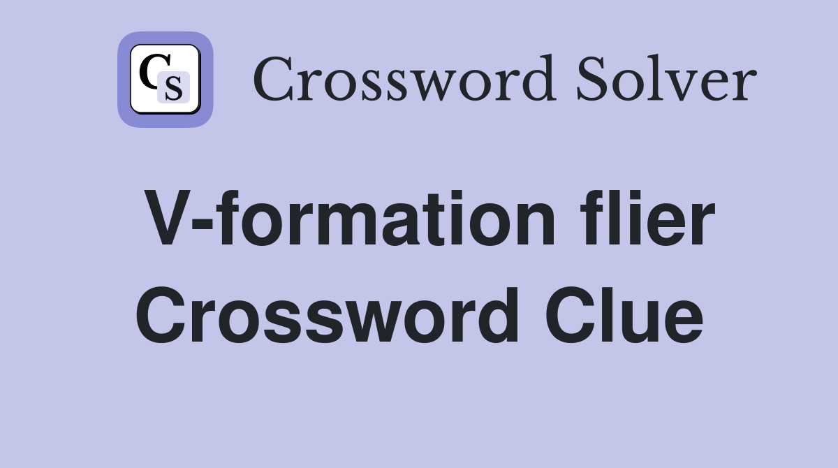 V-formation flier Crossword Clue