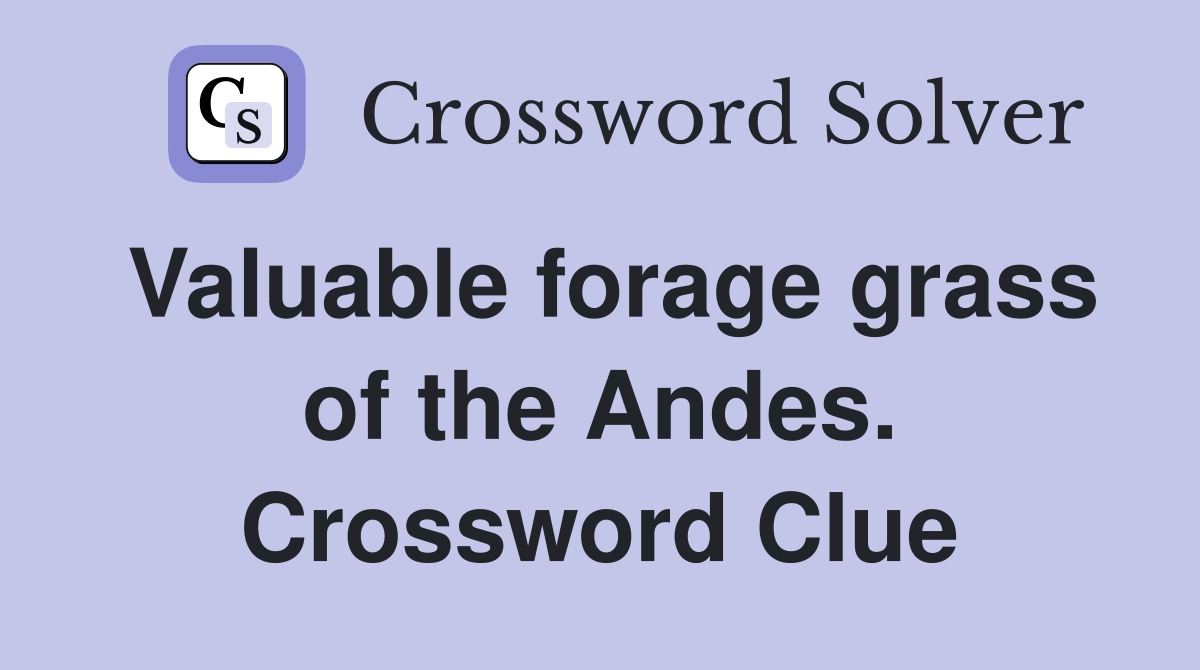 Valuable forage grass of the Andes. Crossword Clue