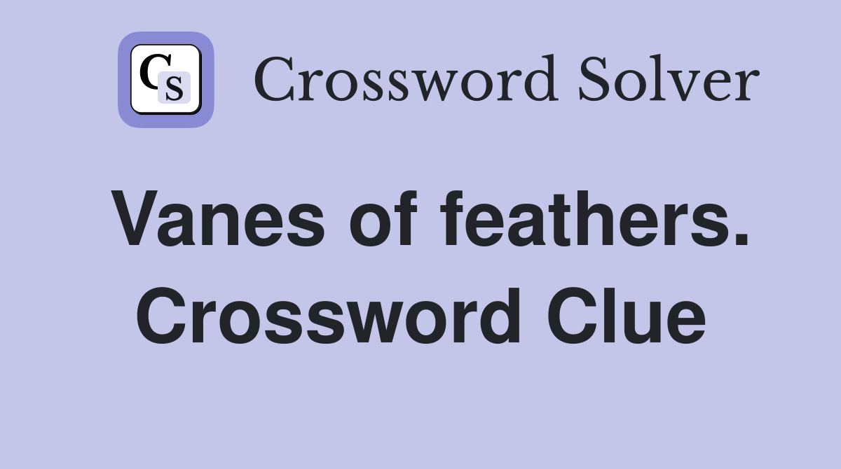 Vanes of feathers. Crossword Clue