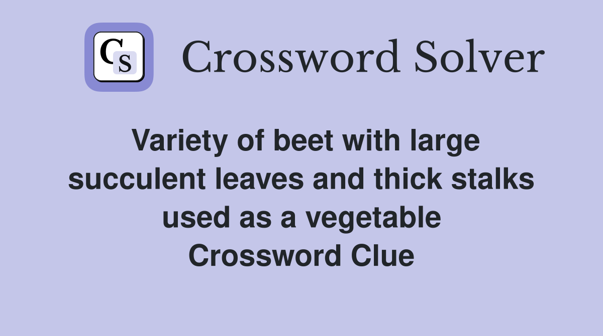 Variety of beet with large succulent leaves and thick stalks used as a vegetable Crossword Clue