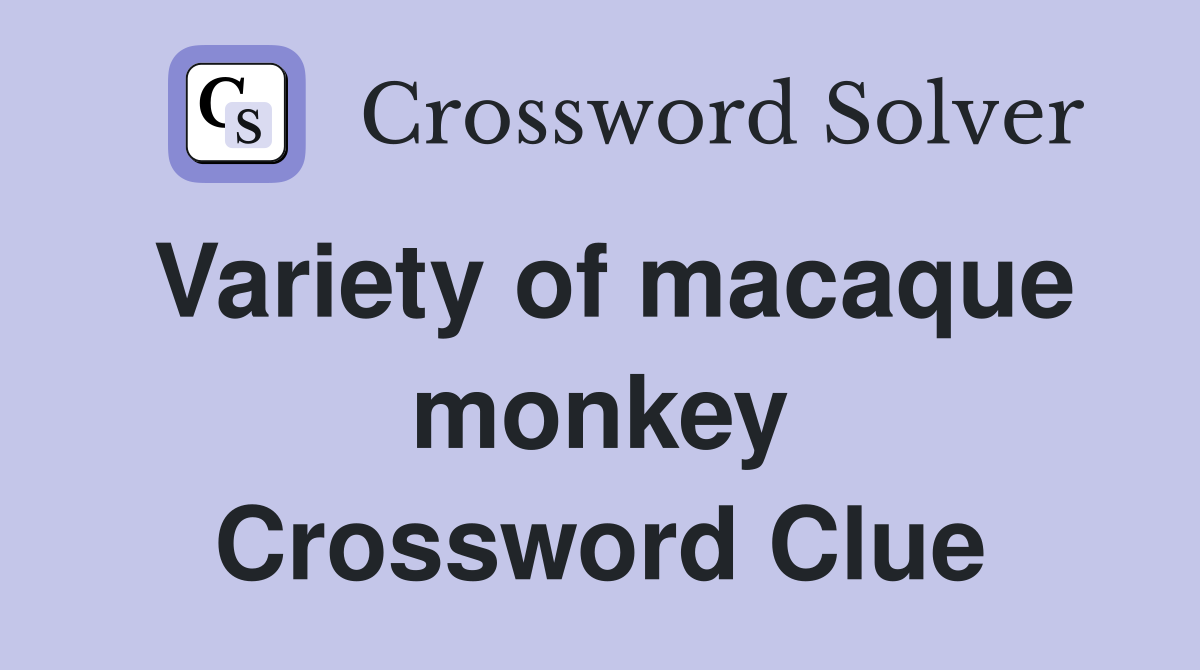Variety of macaque monkey Crossword Clue