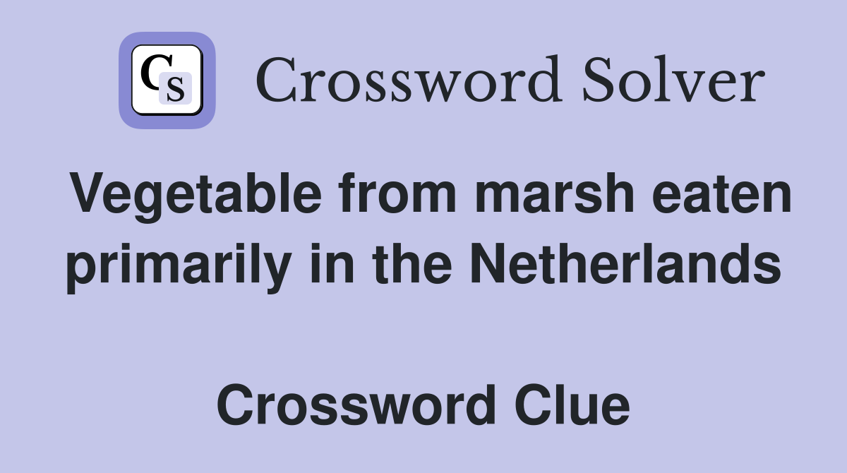 Vegetable from marsh eaten primarily in the Netherlands  Crossword Clue