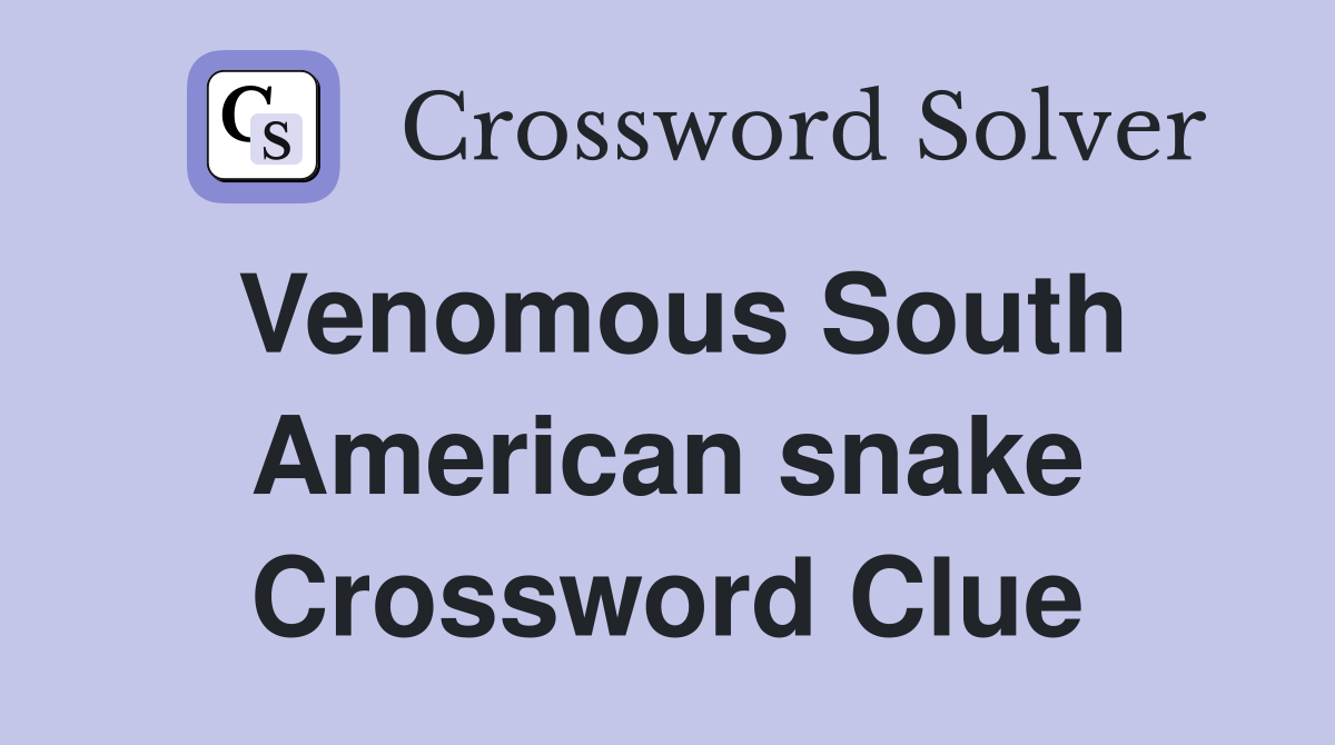 Venomous South American snake Crossword Clue
