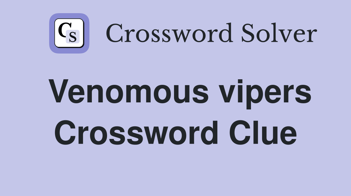 Venomous vipers Crossword Clue