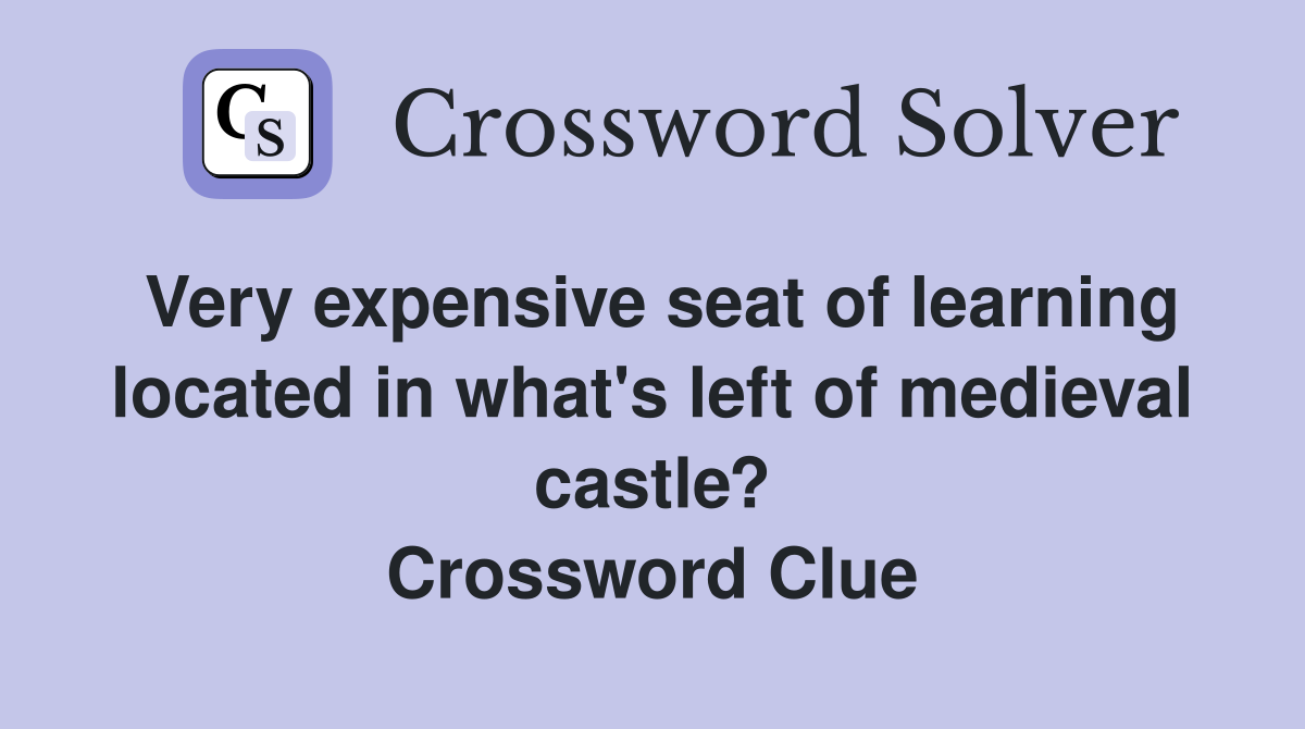 Very expensive seat of learning located in what's left of medieval castle? Crossword Clue