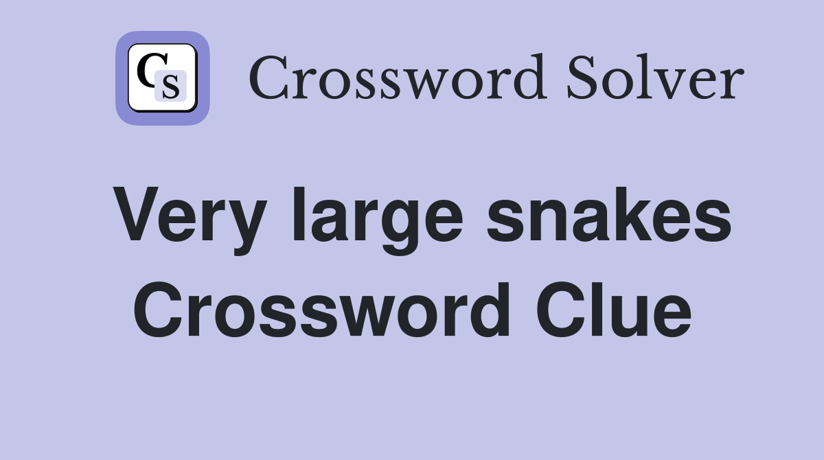 Very large snakes Crossword Clue