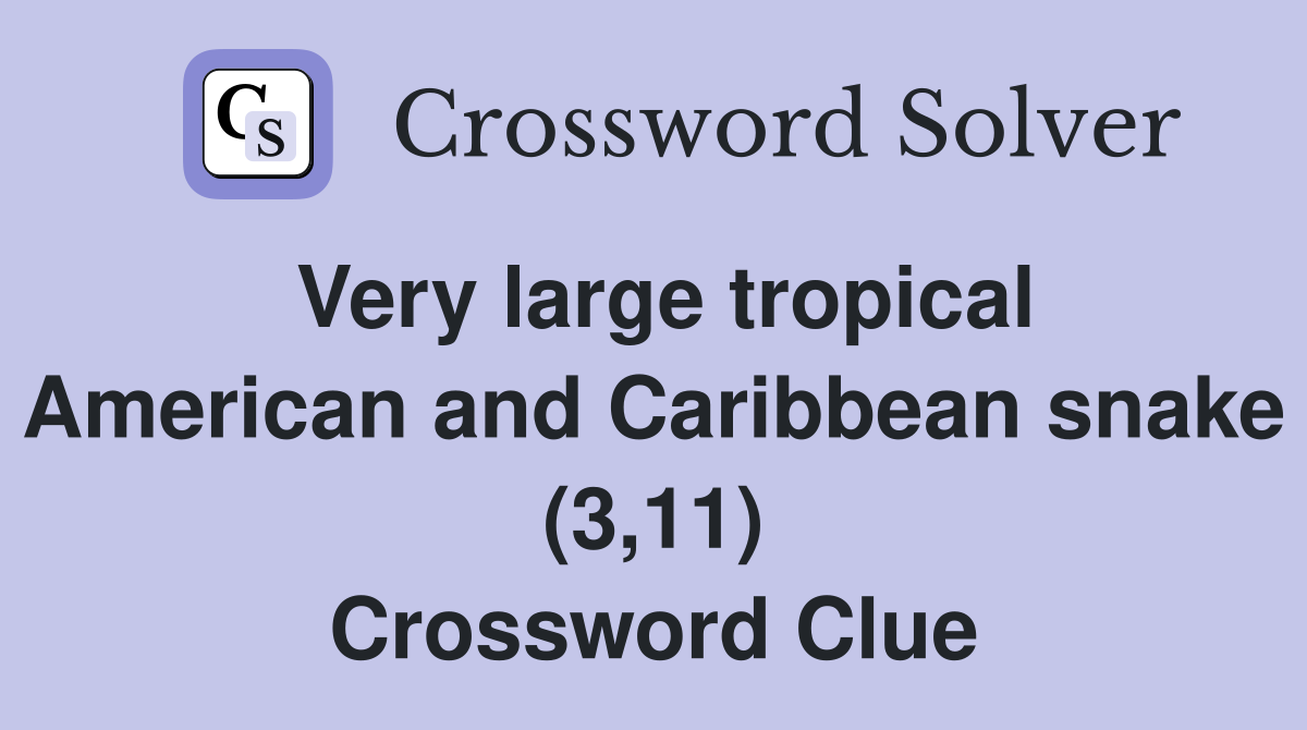 Very large tropical American and Caribbean snake (3,11) Crossword Clue