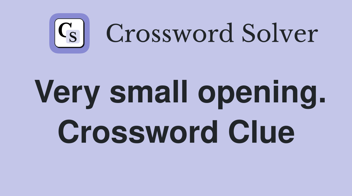 Very small opening. Crossword Clue
