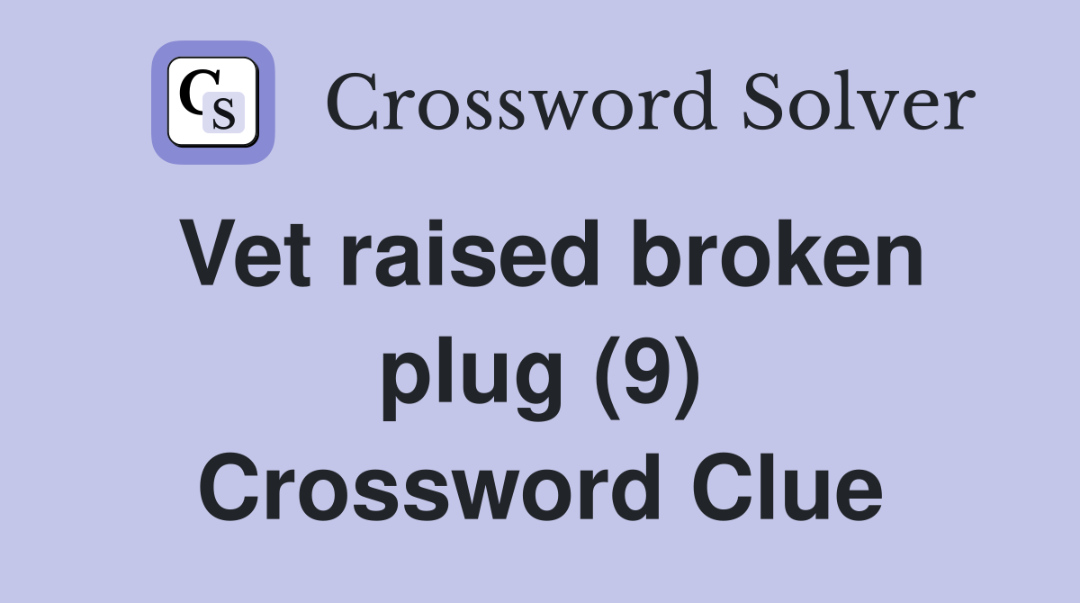 Vet raised broken plug (9) Crossword Clue