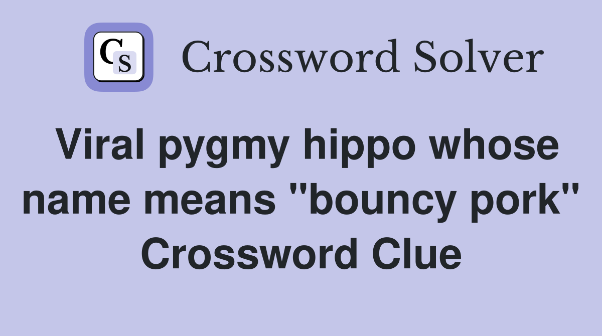 Viral pygmy hippo whose name means "bouncy pork" Crossword Clue