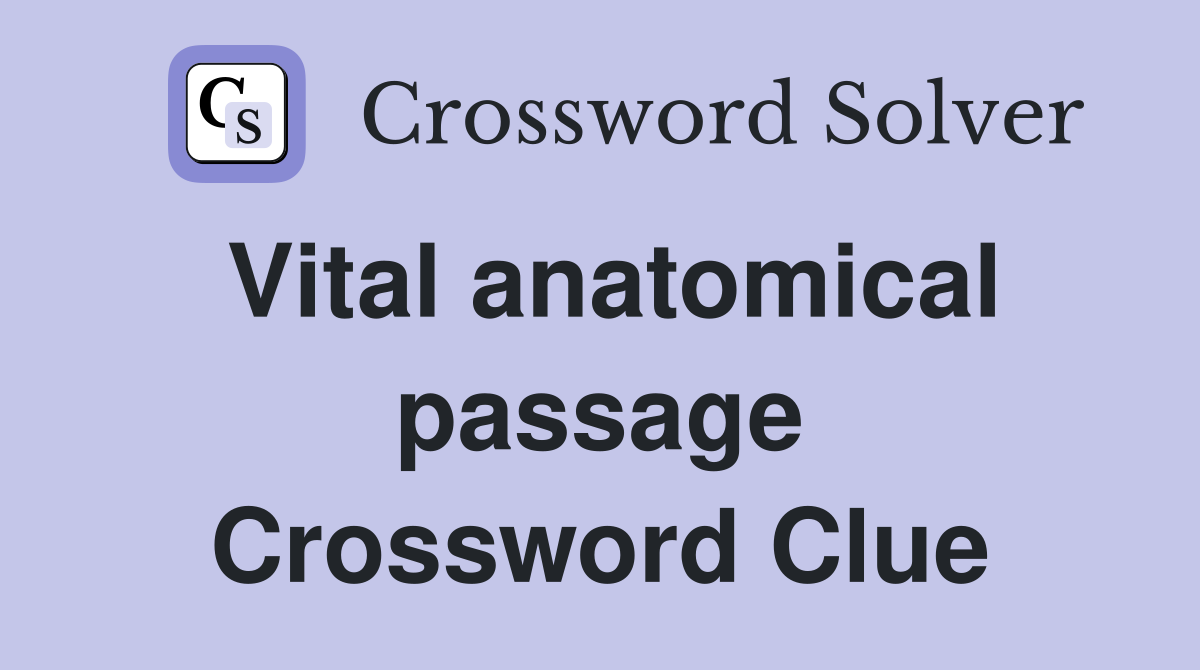 Vital anatomical passage Crossword Clue