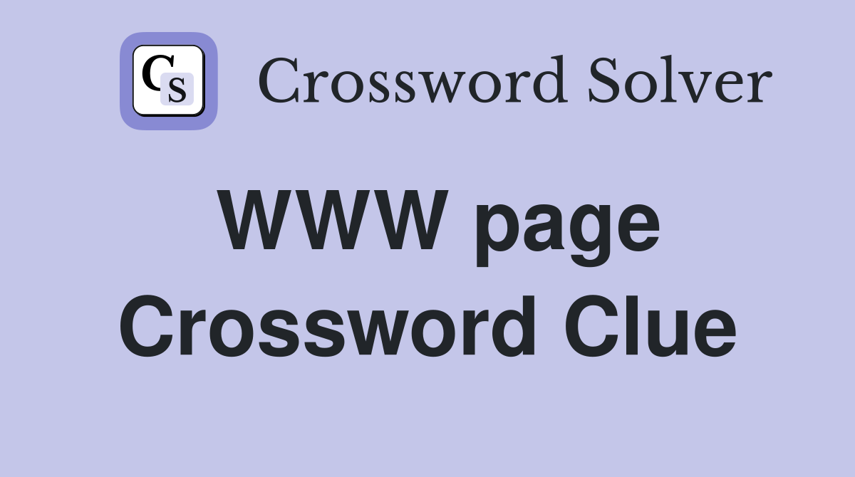 WWW page Crossword Clue