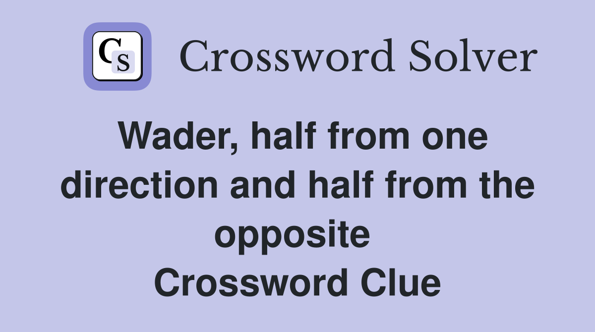 Wader, half from one direction and half from the opposite  Crossword Clue