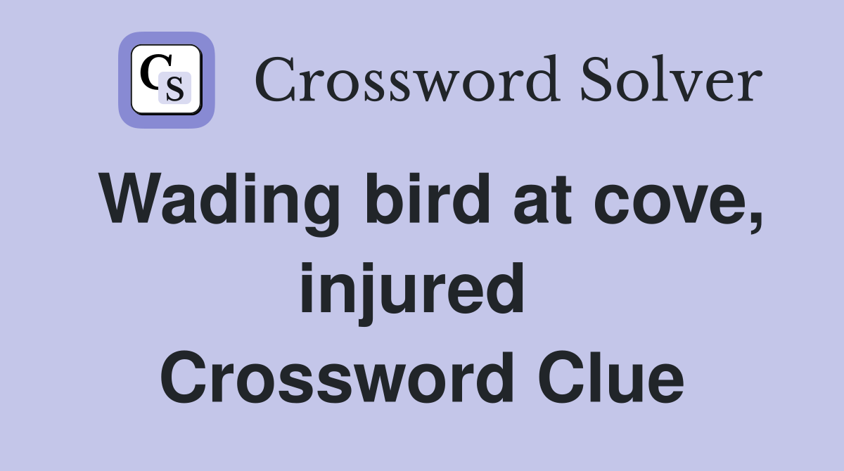 Wading bird at cove, injured  Crossword Clue