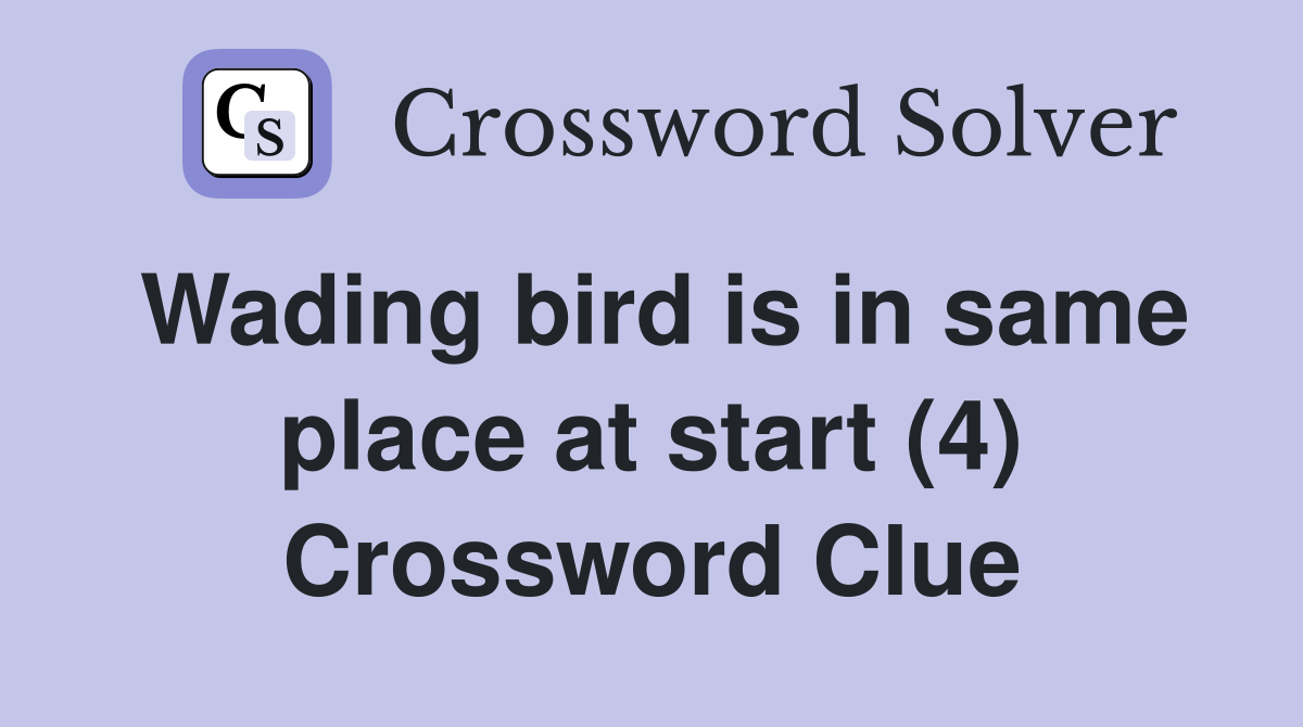 Wading bird is in same place at start (4) Crossword Clue