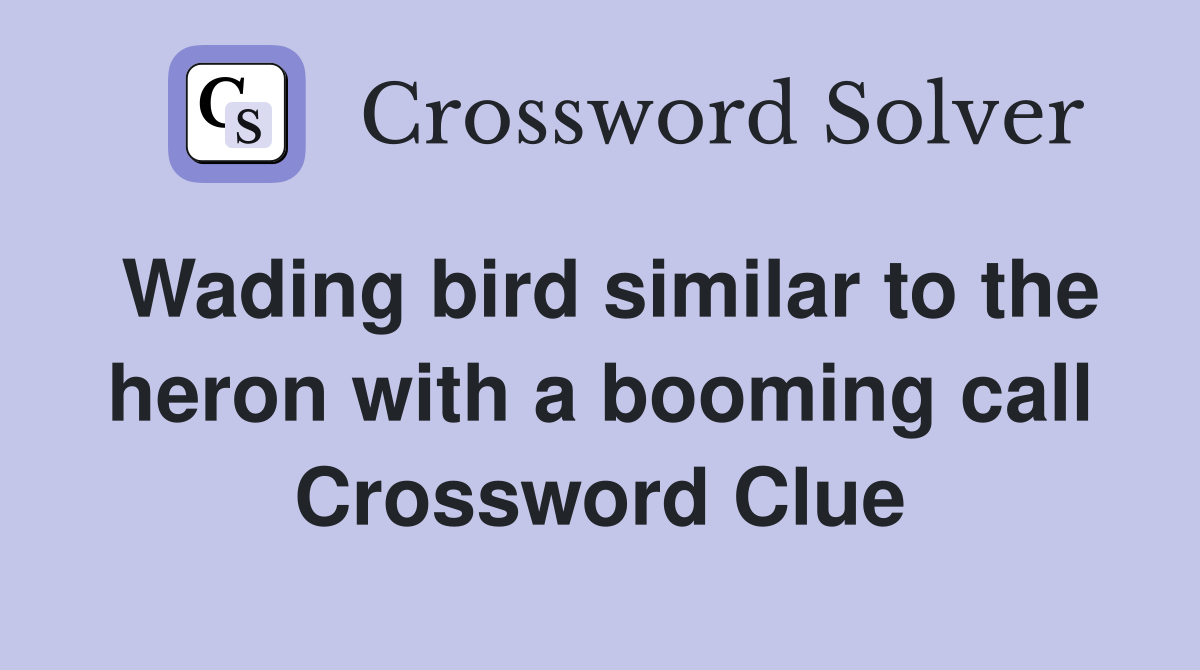Wading bird similar to the heron with a booming call Crossword Clue
