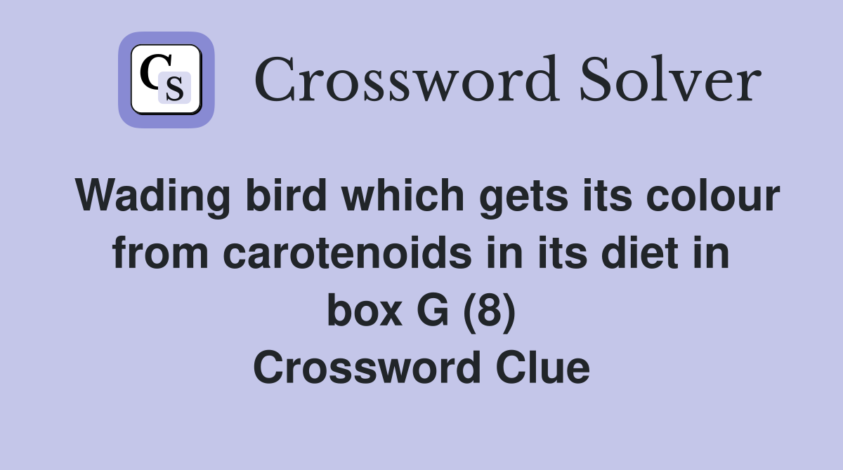Wading bird which gets its colour from carotenoids in its diet in box G (8) Crossword Clue