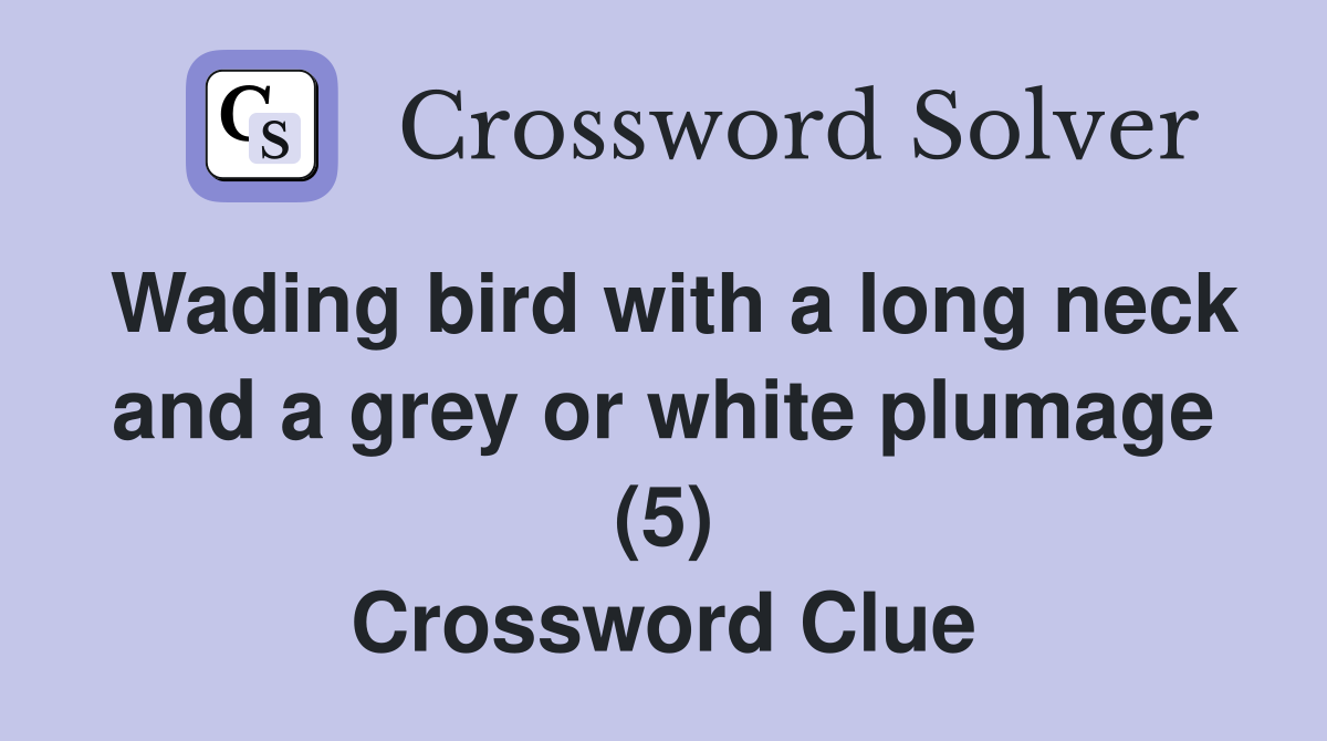 Wading bird with a long neck and a grey or white plumage (5) Crossword Clue