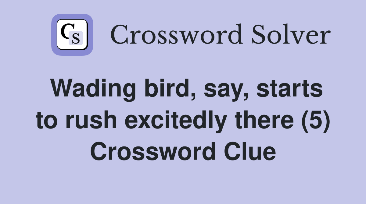 Wading bird, say, starts to rush excitedly there (5) Crossword Clue