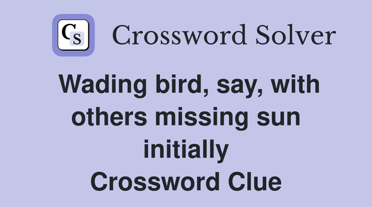 Wading bird, say, with others missing sun initially Crossword Clue