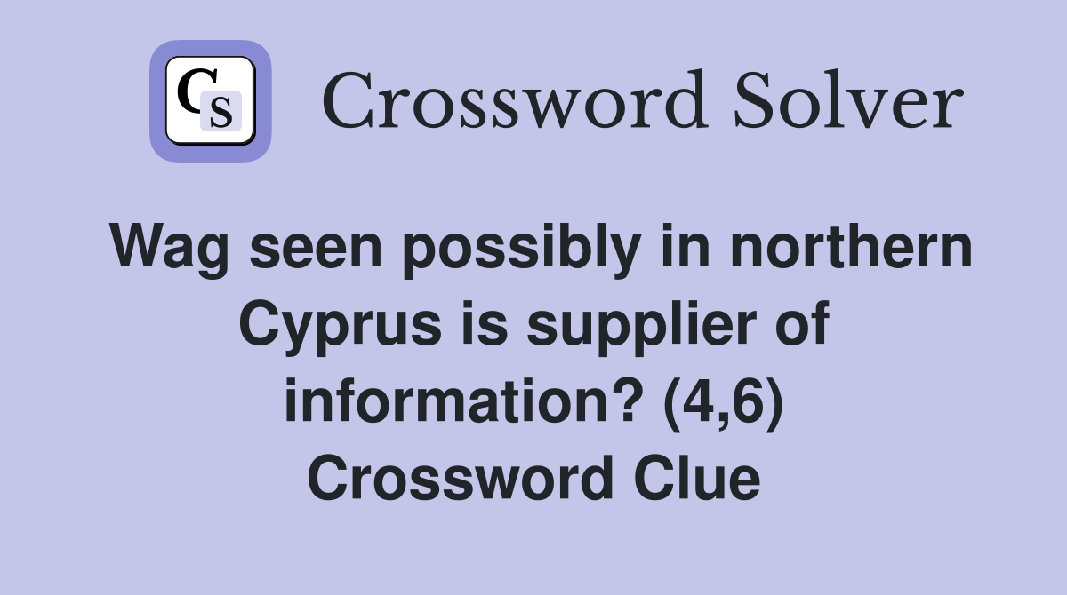 Wag seen possibly in northern Cyprus is supplier of information? (4,6) Crossword Clue