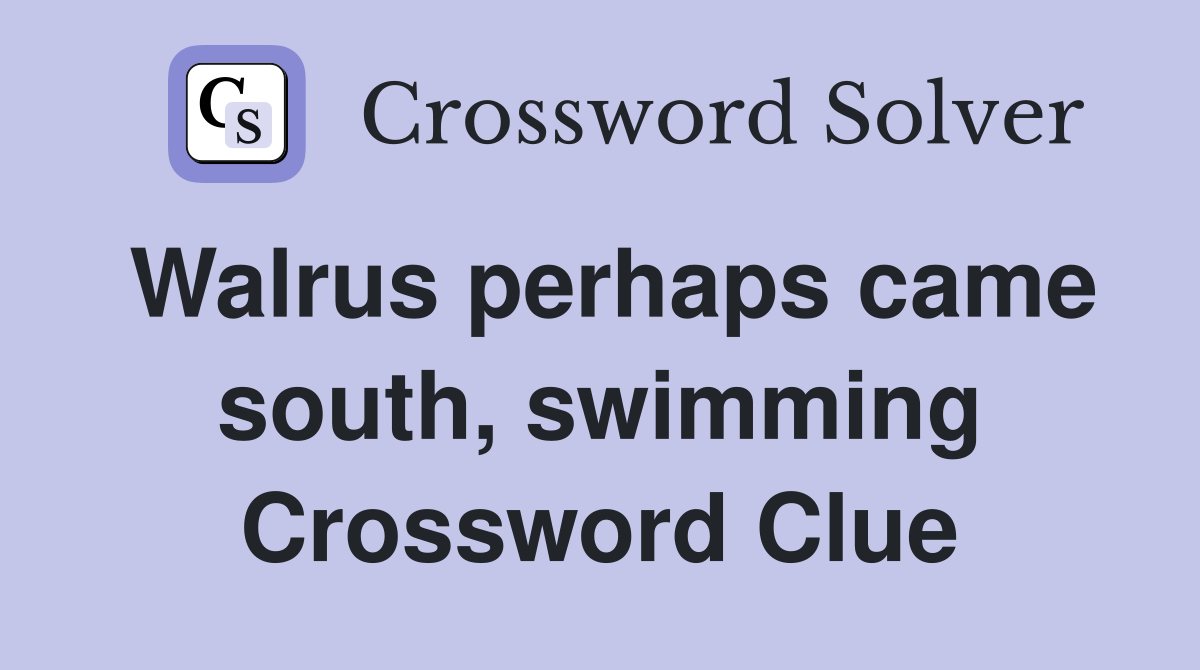 Walrus perhaps came south, swimming Crossword Clue