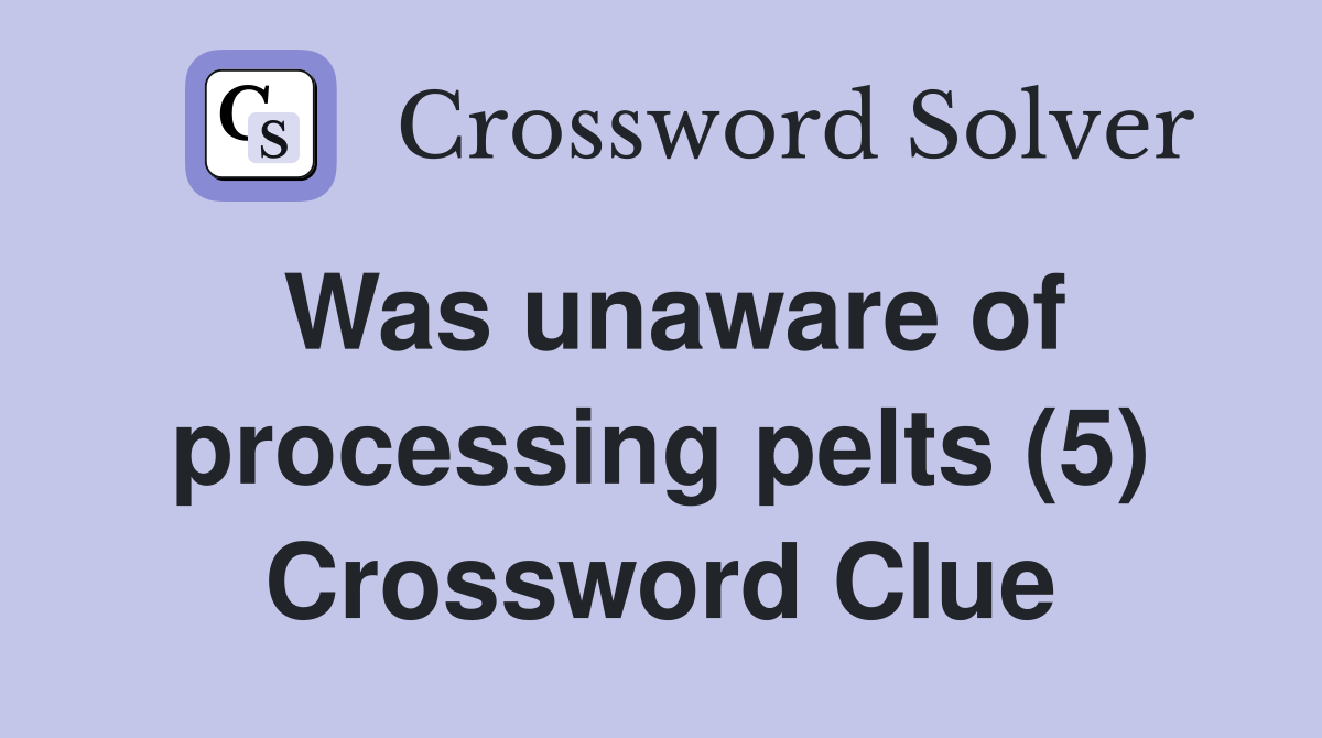 Was unaware of processing pelts (5) Crossword Clue