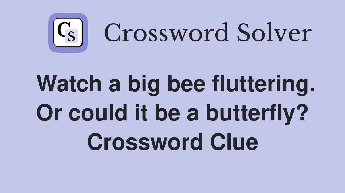 Watch a big bee fluttering. Or could it be a butterfly? Crossword Clue
