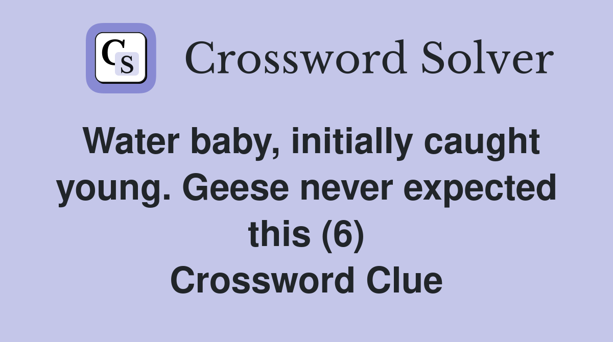 Water baby, initially caught young. Geese never expected this (6) Crossword Clue