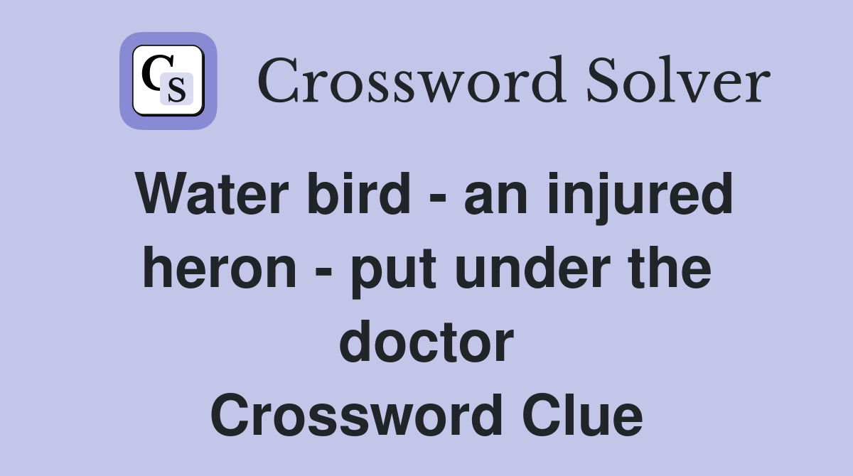 Water bird - an injured heron - put under the doctor Crossword Clue