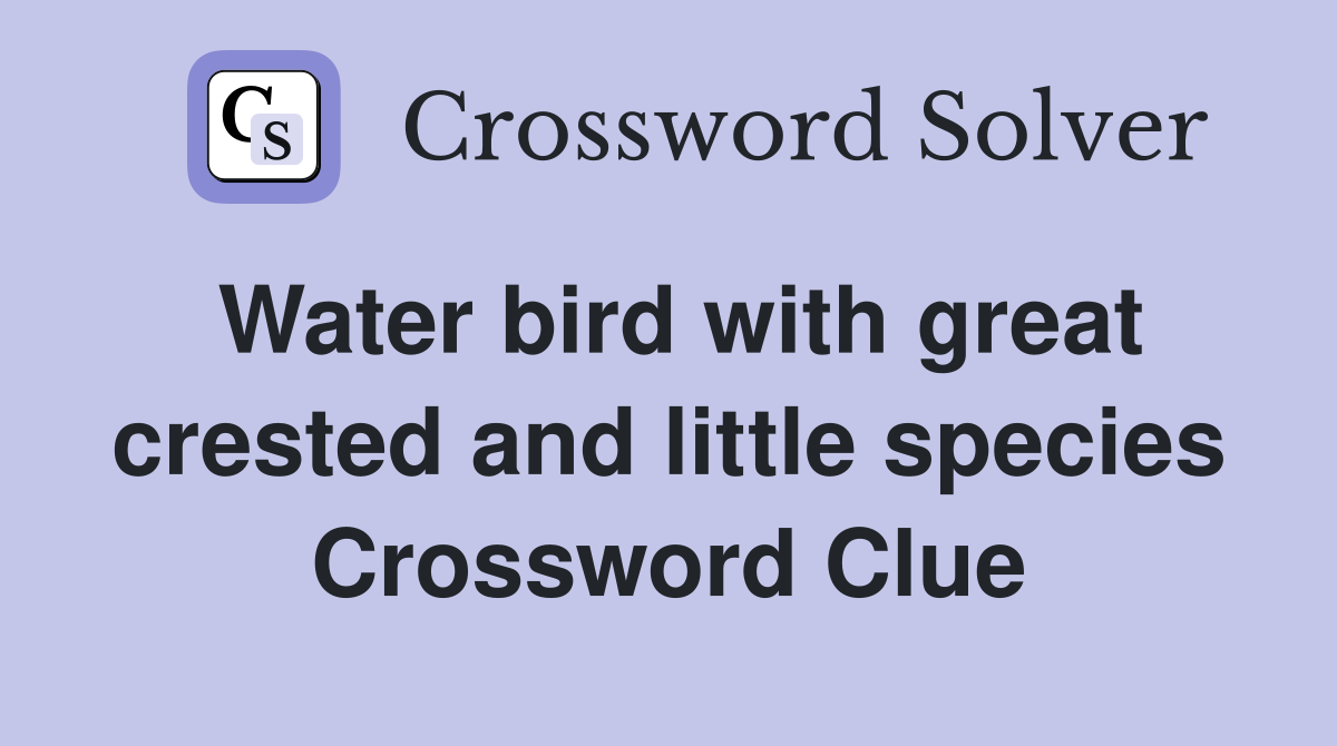 Water bird with great crested and little species Crossword Clue