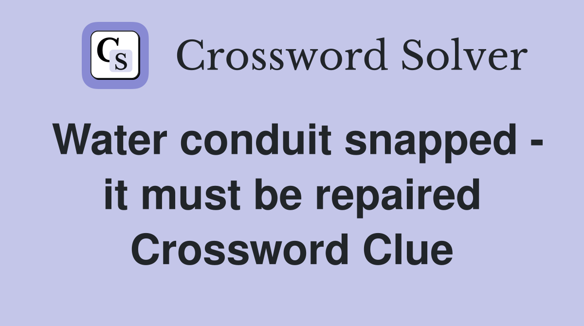 Water conduit snapped - it must be repaired Crossword Clue