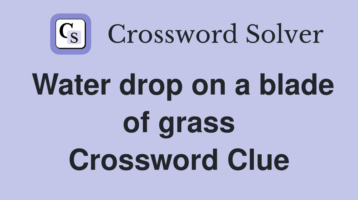 Water drop on a blade of grass Crossword Clue