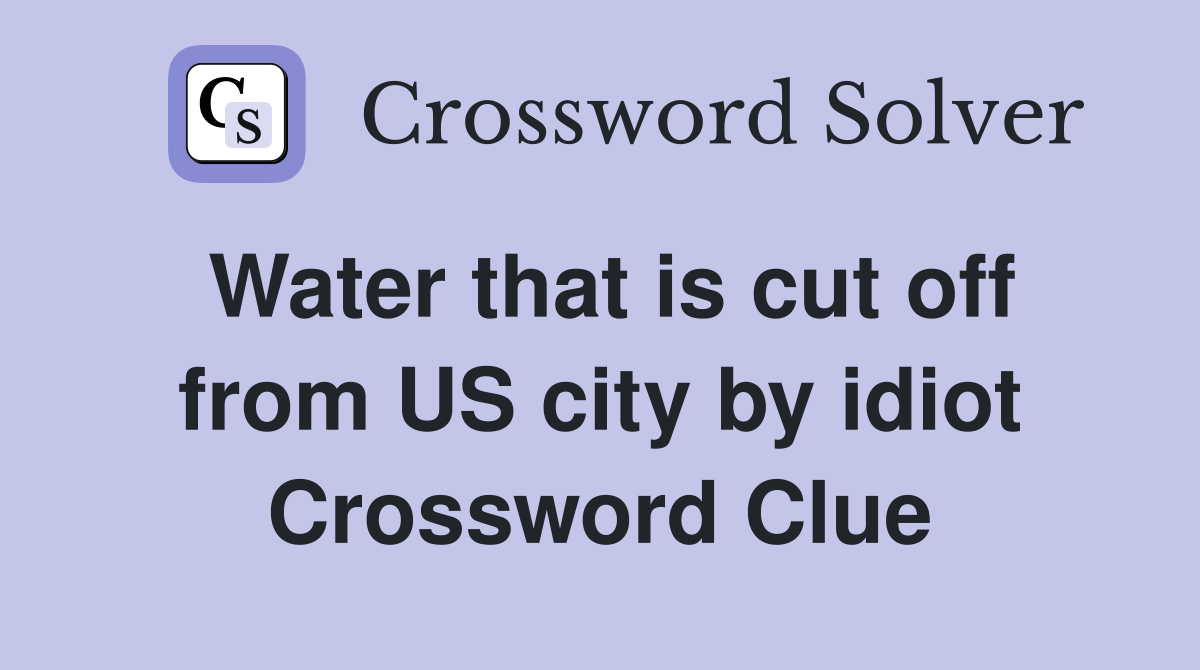 Water that is cut off from US city by idiot Crossword Clue