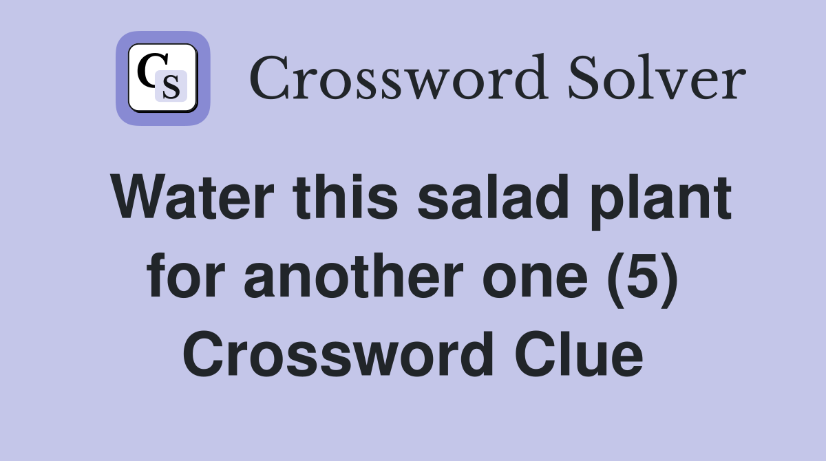 Water this salad plant for another one (5) Crossword Clue
