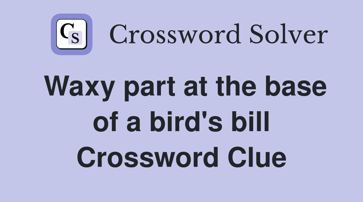 Waxy part at the base of a bird's bill Crossword Clue