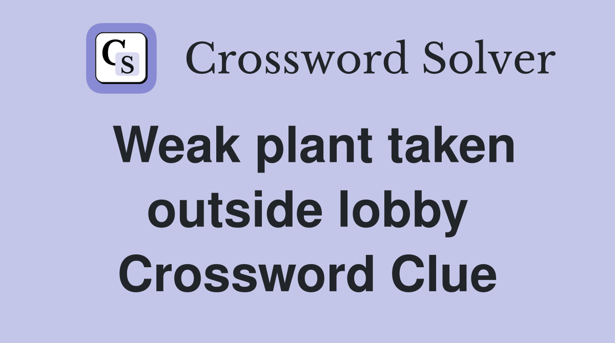 Weak plant taken outside lobby Crossword Clue