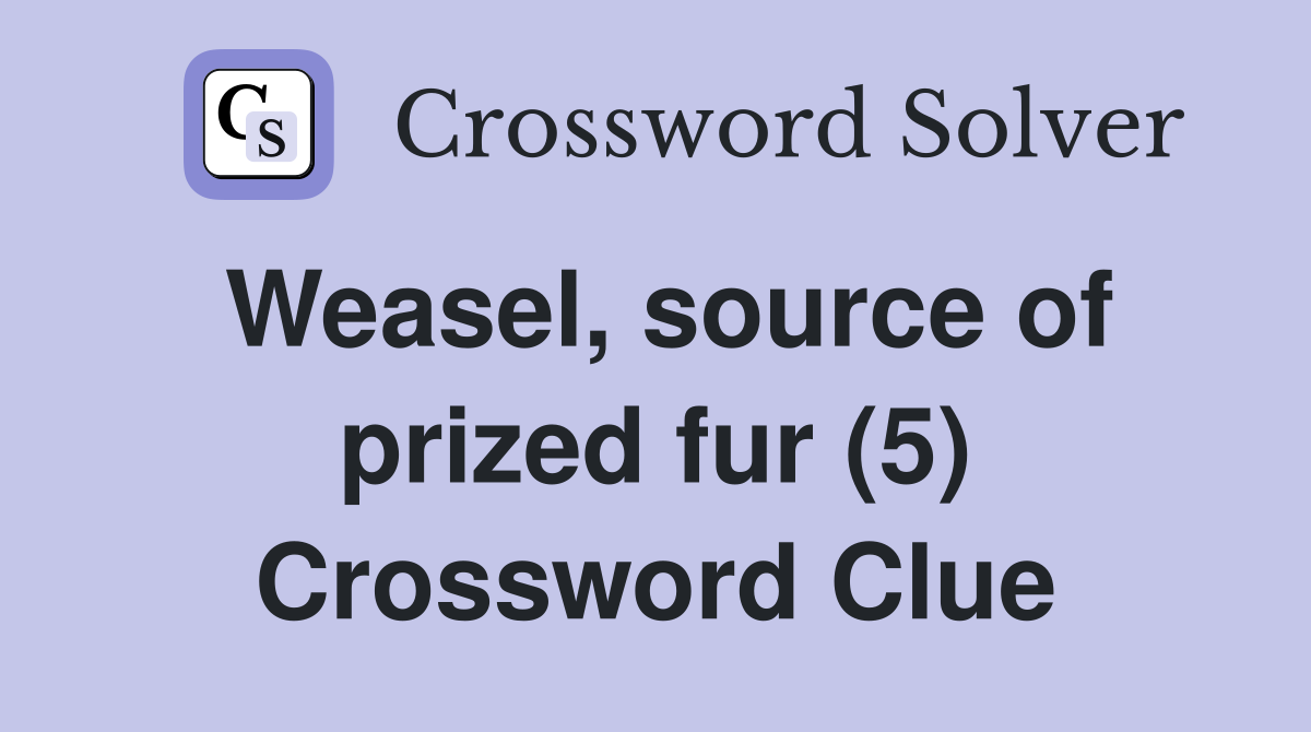 Weasel, source of prized fur (5) Crossword Clue
