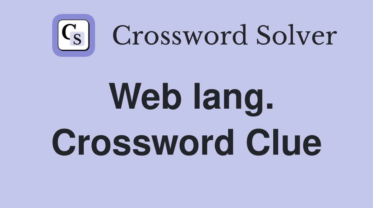 Web lang. Crossword Clue