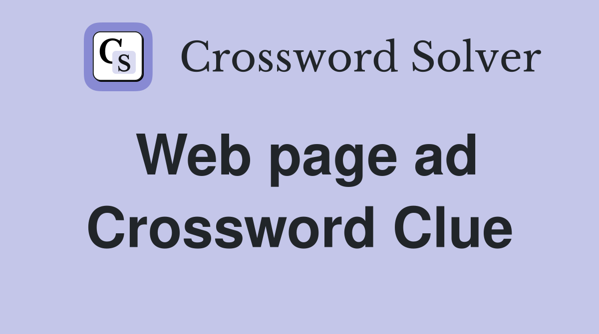 Web page ad Crossword Clue