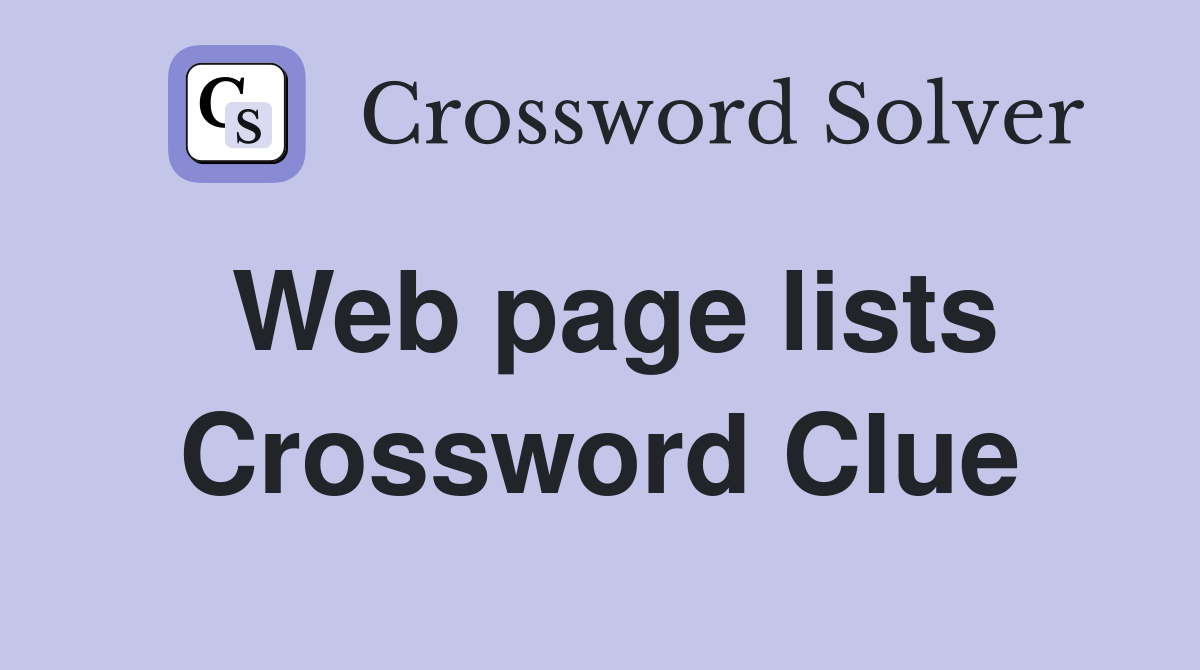 Web page lists Crossword Clue