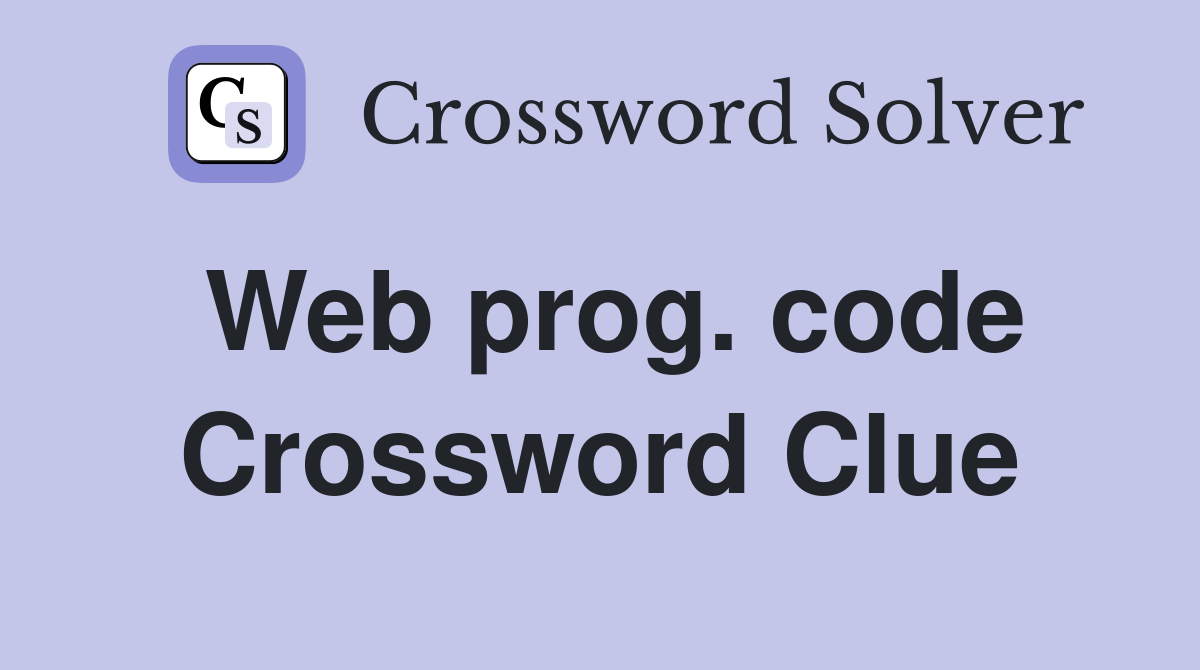 Web prog. code Crossword Clue