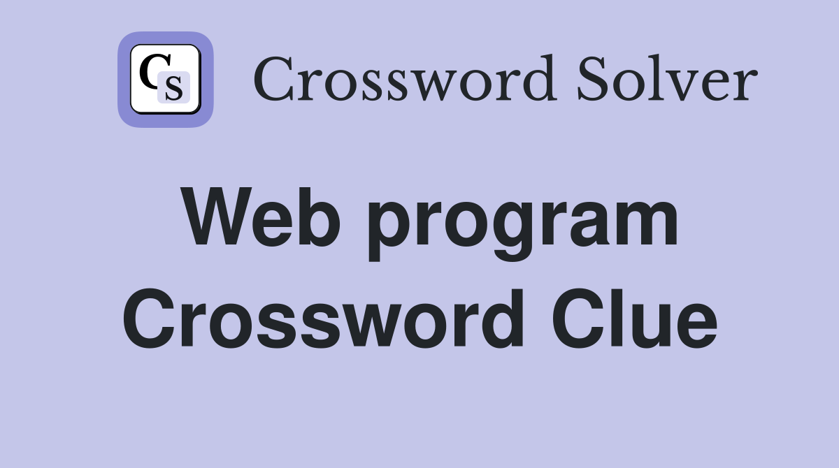 Web program Crossword Clue