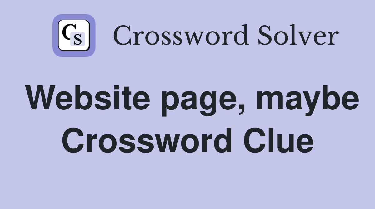 Website page, maybe Crossword Clue