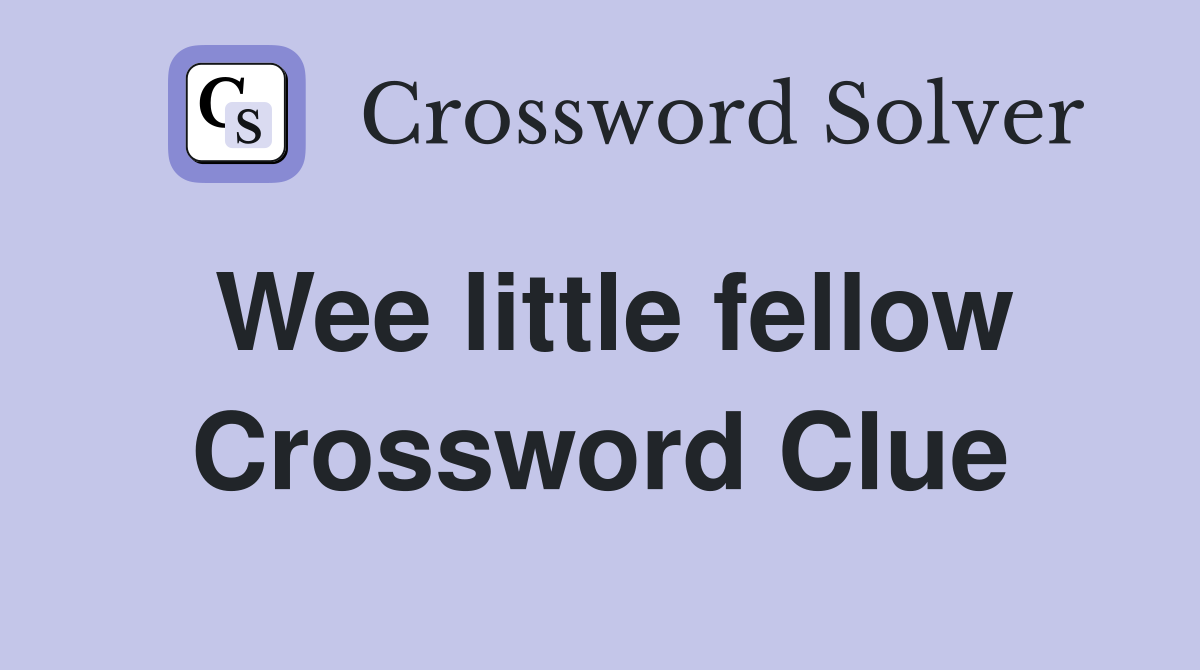 Wee little fellow Crossword Clue