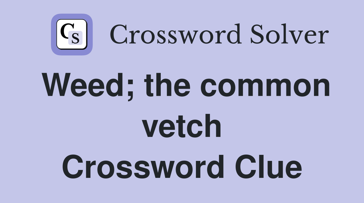 Weed; the common vetch Crossword Clue