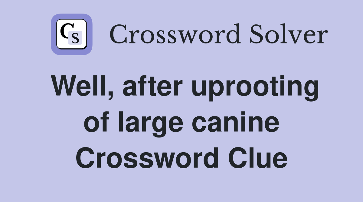 Well, after uprooting of large canine Crossword Clue