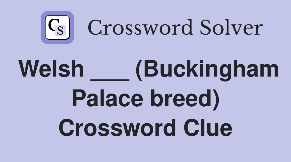 Welsh ___ (Buckingham Palace breed) Crossword Clue