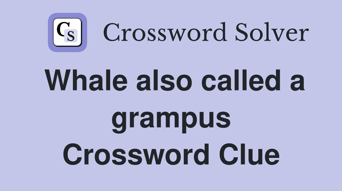 Whale also called a grampus Crossword Clue