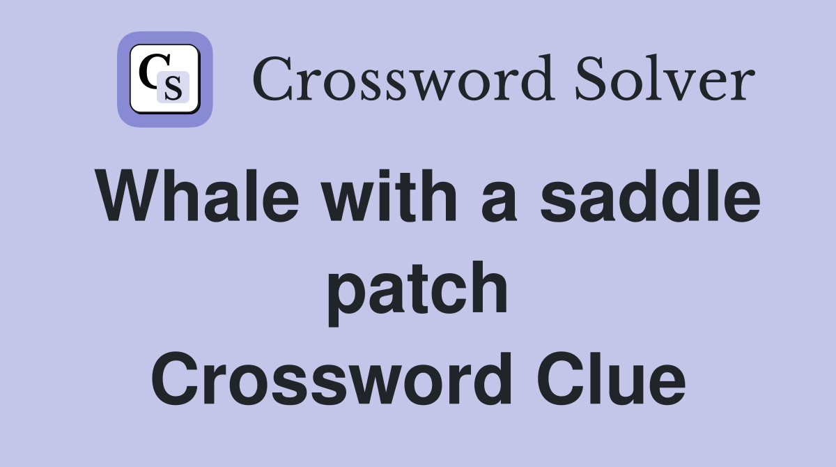 Whale with a saddle patch Crossword Clue